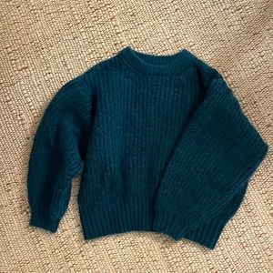 Puffy sleeve turquoise sweater